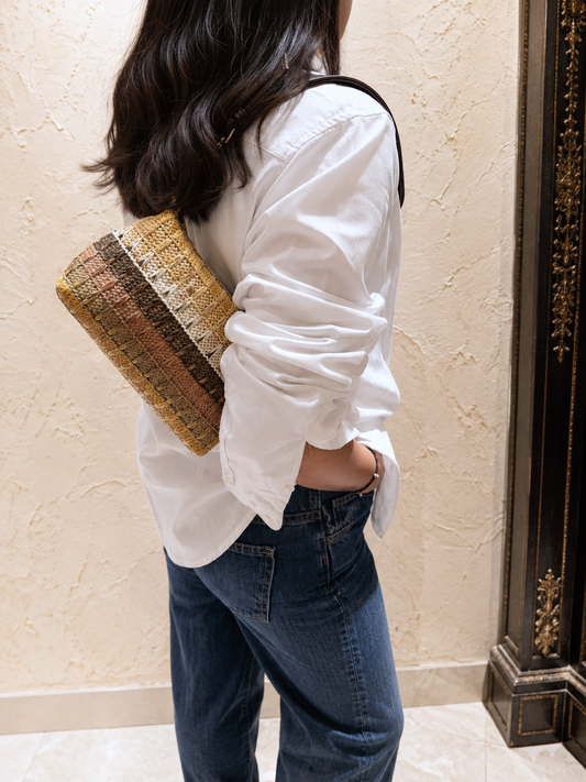 Mira in Beige Tones - Genuine Leather & Raffia