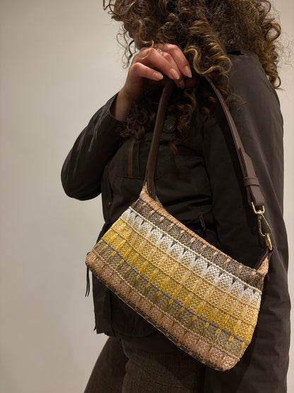 Mira in Beige Tones - Genuine Leather & Raffia