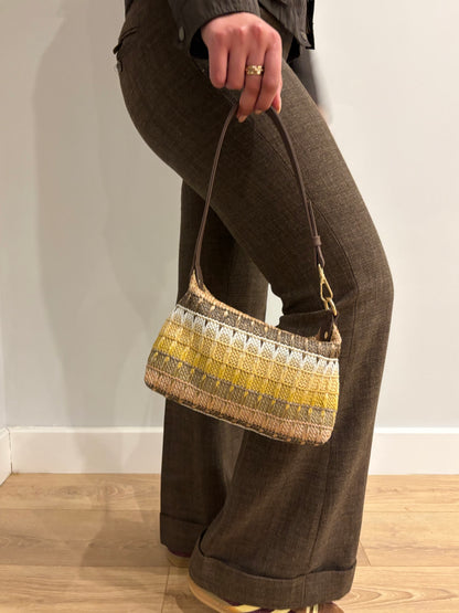 Mira in Beige Tones - Genuine Leather & Raffia